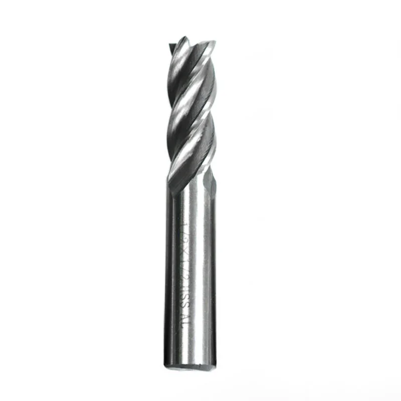 HSS High Speed Steel Straight Shank 4 Flute Spiral End Mill Cutter Drill Bit 12'' for Hardness of Metal above 30 Degrees