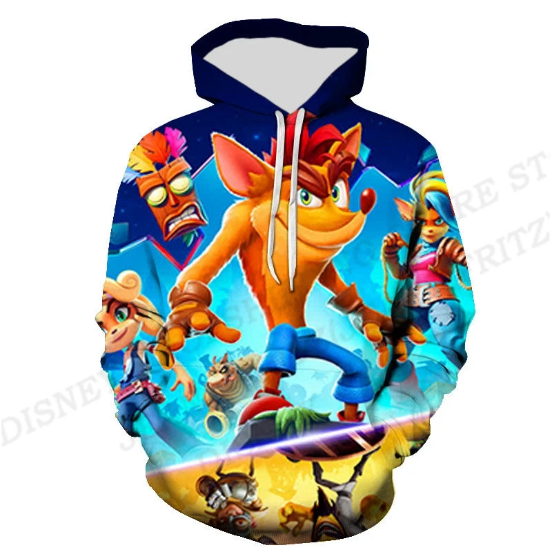 Crash Bandicoot 3d Print Hoodies Children\'s Fashion Funny Hoodie Kids Hip Hop Hoodie Boys Coats Women Sweats Anime Game Sweats