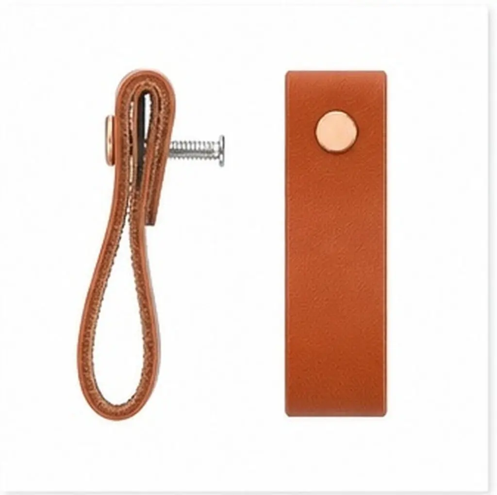6Pcs PU Closet Handles Brown Stylish Easy Install for Bathroom Dresser Kitchen Cabinet Drawer Hardware Drawer Pulls and Knobs