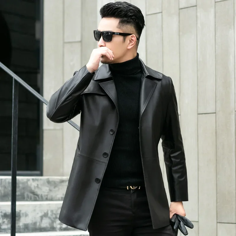 2022 Spring Autumn New Genuine Leather Jacket Men’s Clothing Suit Collar Casual Natural Real Sheepskin Coats Jackets Men Top FCY