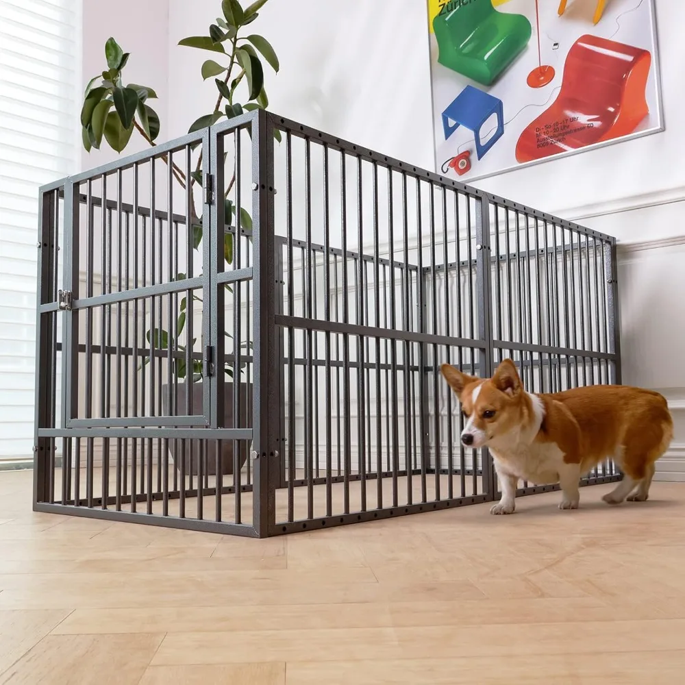 

Dog Playpen - 32" Height Dog Pen, Heavy Duty Puppy Pen with Door, Safe & Sturdy, Easy Assemble for Indoor/Outdoor Pet Playpen (6