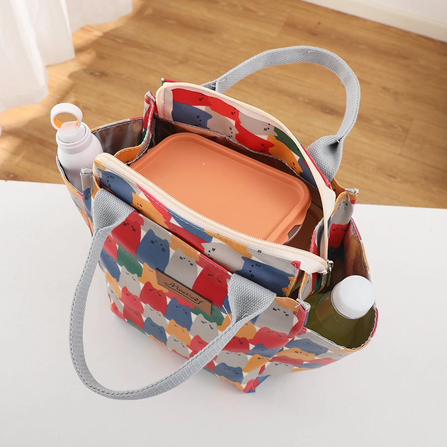 Daily portable outing with rice Oxford cloth insulation lunch bag fashion large capacity waterproof hand carry with lunch lunch