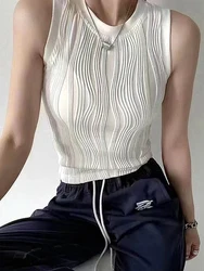 Women Sexy Knitted Vest Ribbed Slim Camis Sleeveless Round Neck Tank Tops 2026 Summer Female Casual Solid Color Basic Camisole