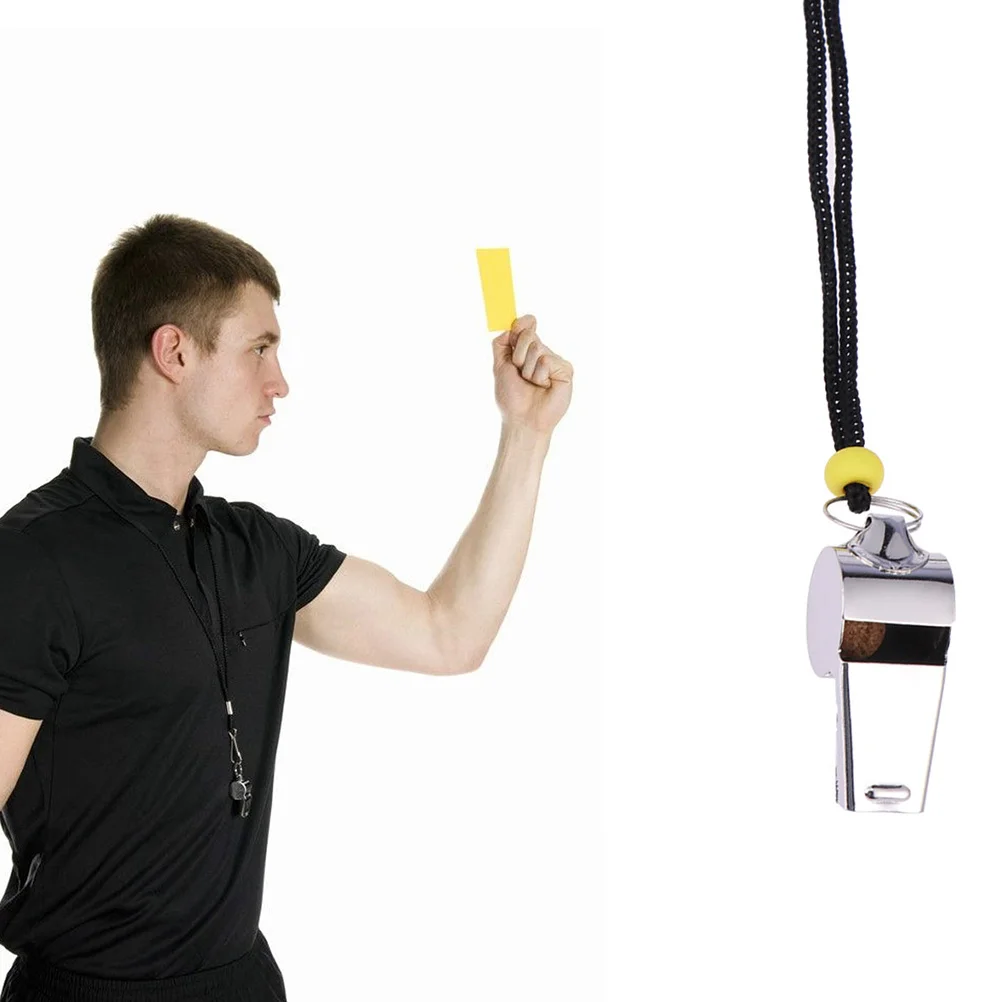 

6 pcs Stainless Steel Whistles Corrosion Resistant Metal Lanyard For Sports Football Basketball Survival Emergency