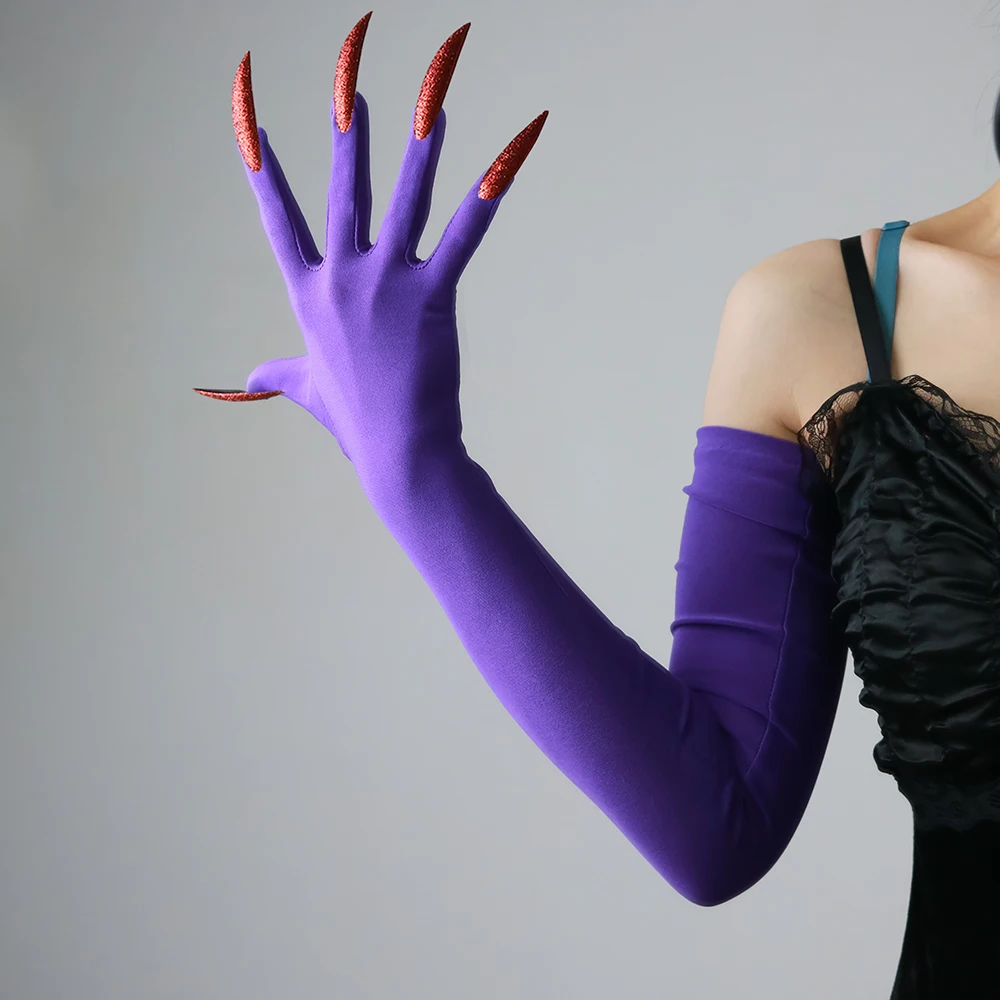 60cm Nagelhandschuhe Lange Geisterkrallen Rot-Weiß Dämon Halloween Party Cosplay Kleidungszubehör Requisiten Hexe Gothic Elastisch Dehnbar – Detail 14