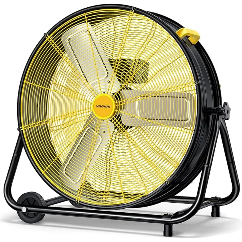 

VAGKRI 24 Inch Industrial Drum Fan, 320W High Velocity Floor Fan, 3 Speed Heavy Duty Metal Air Circulator