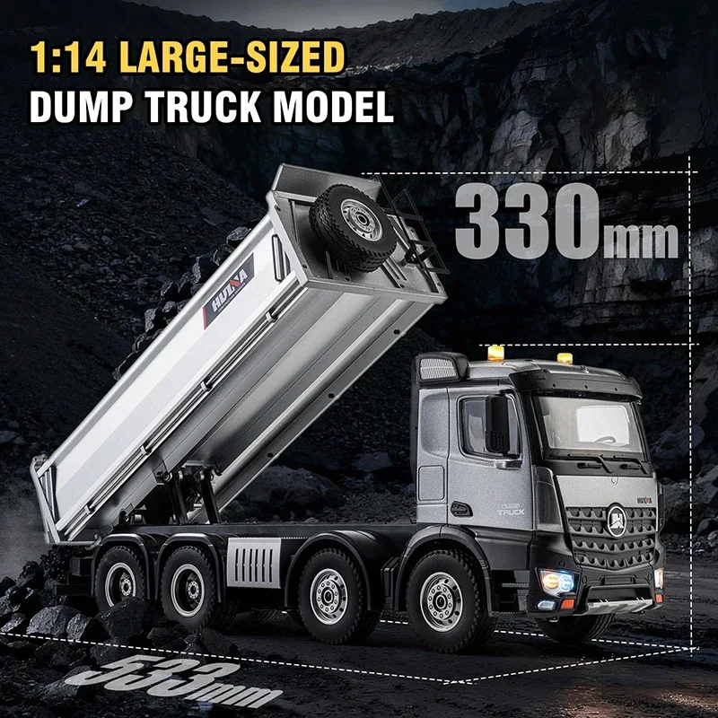 HUINA 1536 13-Channel 1:14 Alloy Remote Control Truck Remote Control Vehicle Dump Truck Engineer Construction Toy for kids Gifts