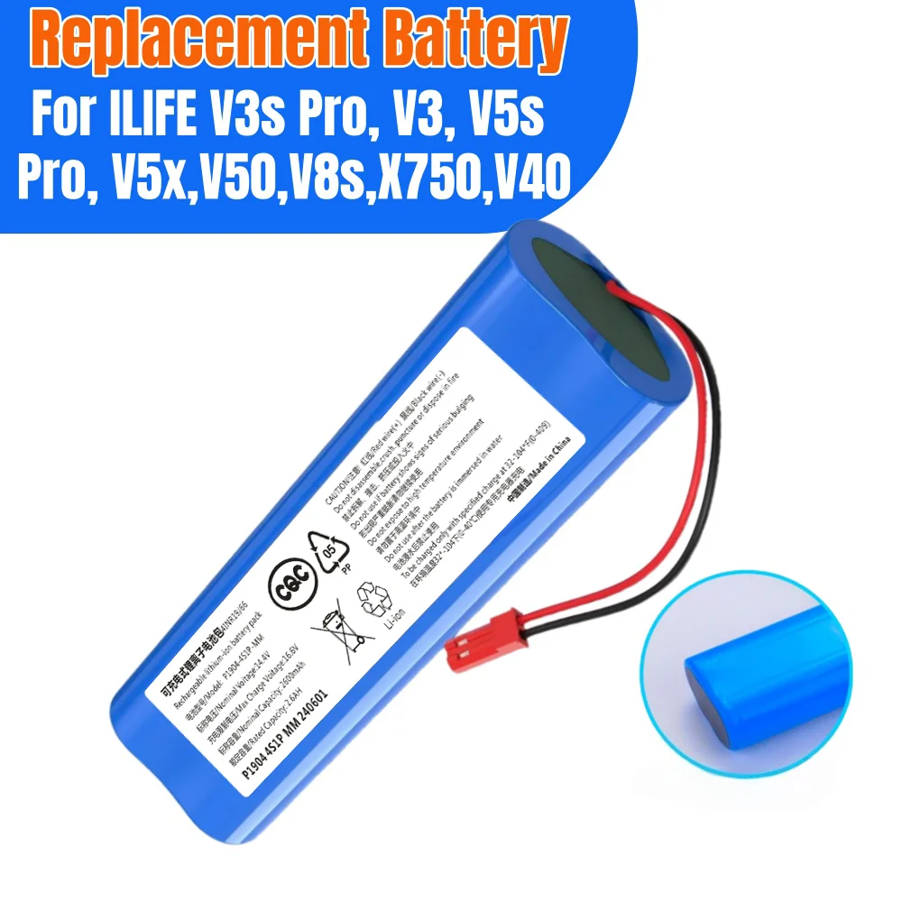 Rechargeable Battery 14.4V 6800mAh for ilife V50 V55 V8s V3s Pro V5s Pro V8s X750 Robot Vacuum Cleaner 18650 lithium Battery