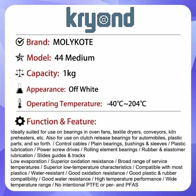 1PC MOLYKOTE 44 Medium Grease 1kg High Temperature Dow Corning 44M Lubricant