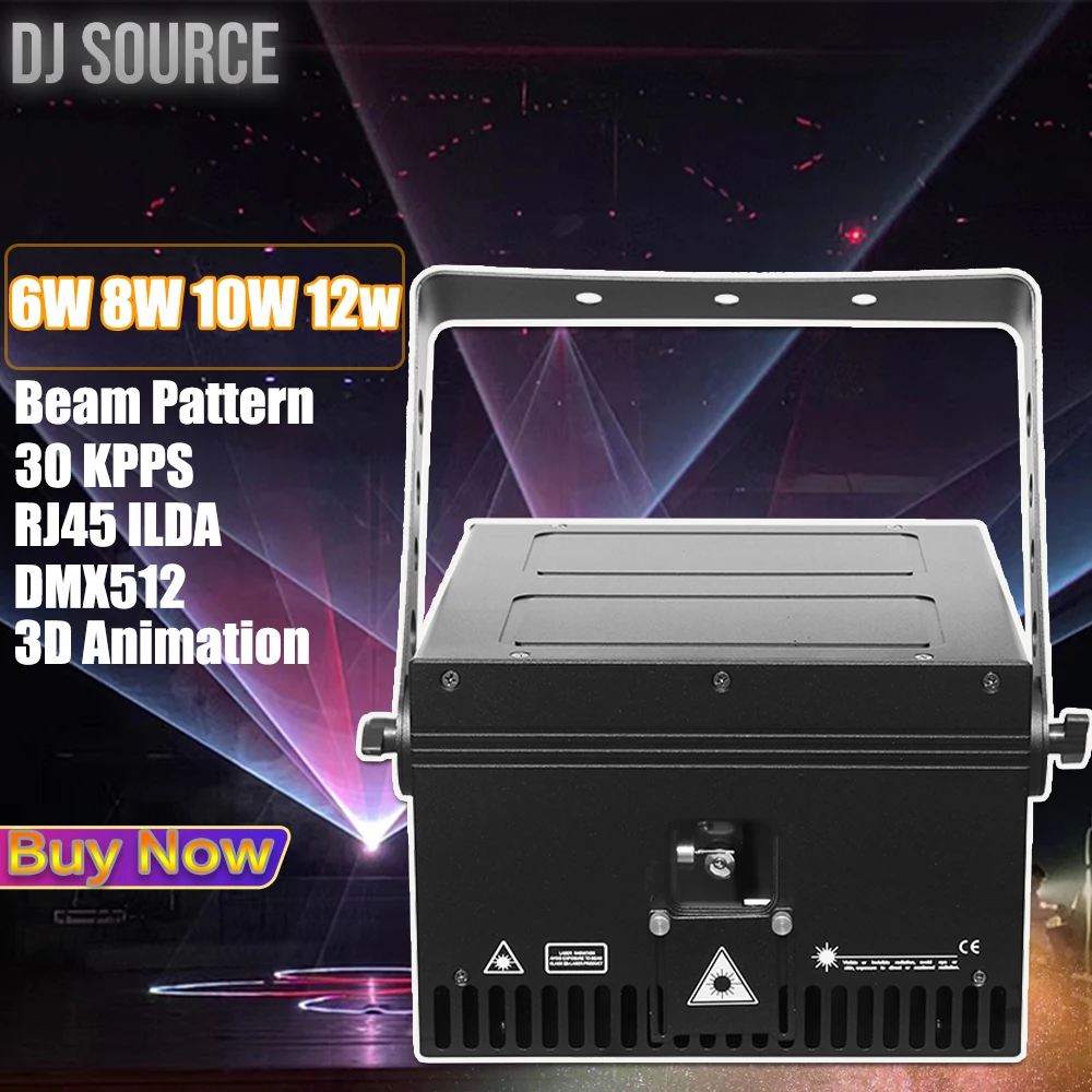 

With 30KPPS 6W 8W 10W 12W RGB 3D Animation Laser Light Beam Pattern Effects ILDA+RJ45 DMX512 DJ Party Wedding Stage Effects