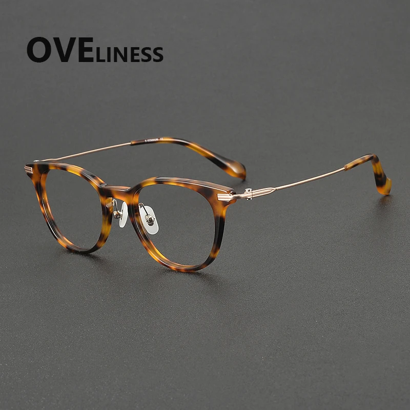 

Acetate Titanium Glasses Frame Men New Brand Design Round Eyeglasses frames Women Japanese Spectacles High Quality male Eyewear
