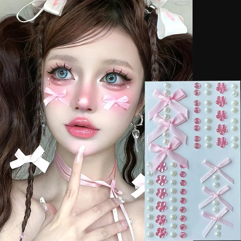 أزياء الفراشة ملصقات الوجه اللؤلؤ المؤقتة لصاقات وشم للماء بريق عينيه الجسم لمهرجان ماكياج O2T6
