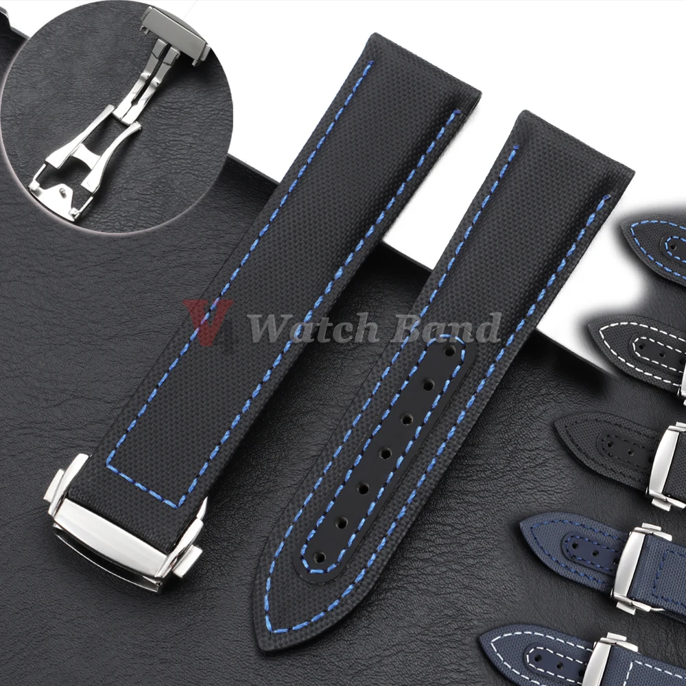 Nylon Watchband 20mm 22mm for Omega Seamaster 300 Watch Strap for Speedmaster AT150 Folding Buckle Men Sport Canvas Bracelets