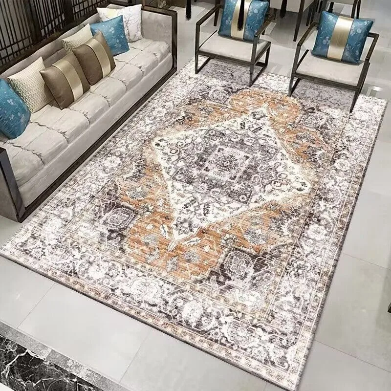 American Türkiye Style Retro Carpet Living Room Sofa Bedroom Study Kitchen Entrance Rug Non-slip Light Luxury Home Decor Mat