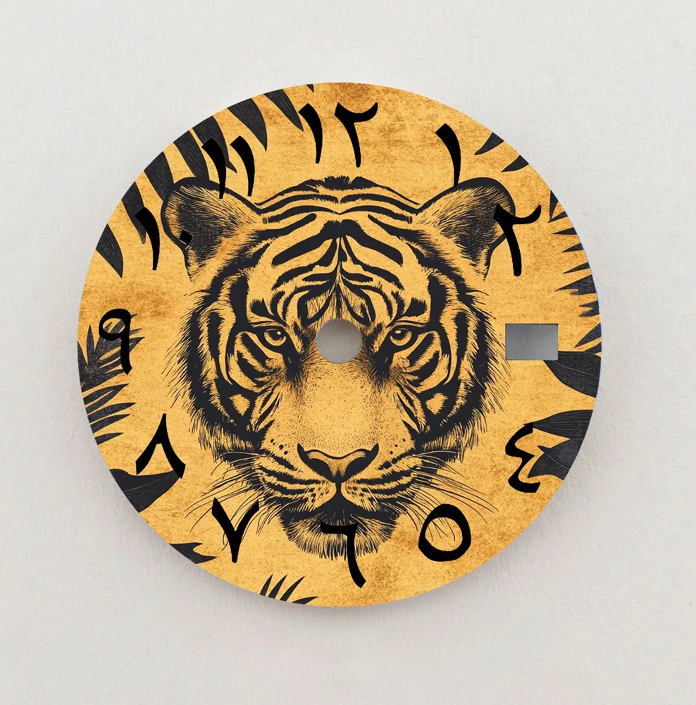 28.5mm dial nh35 dial nh36 dial tigre série numeral árabe dial de alta qualidade logotipo personalizado adequado para movimento nh35/36