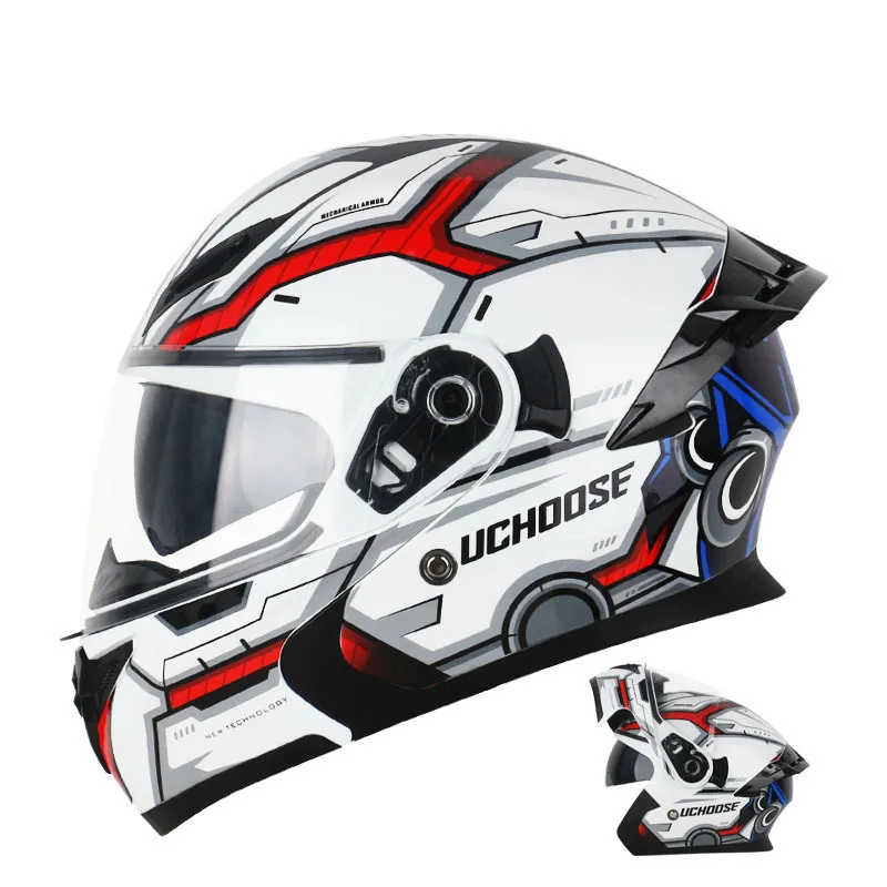 خوذة دراجة نارية بعدسة مزدوجة خوذة مقسمة متقاطعة لركوب الدراجات في الهواء الطلق خوذة كاسكو موتو مع سماعات رأس بلوتوث #6