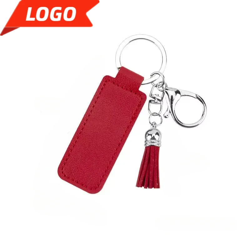 

Personalize Tassel KeychainLeather Laser Engraved Car Hotel Key Chain Holder Custom Logo Company Name Keyring for Men and Women