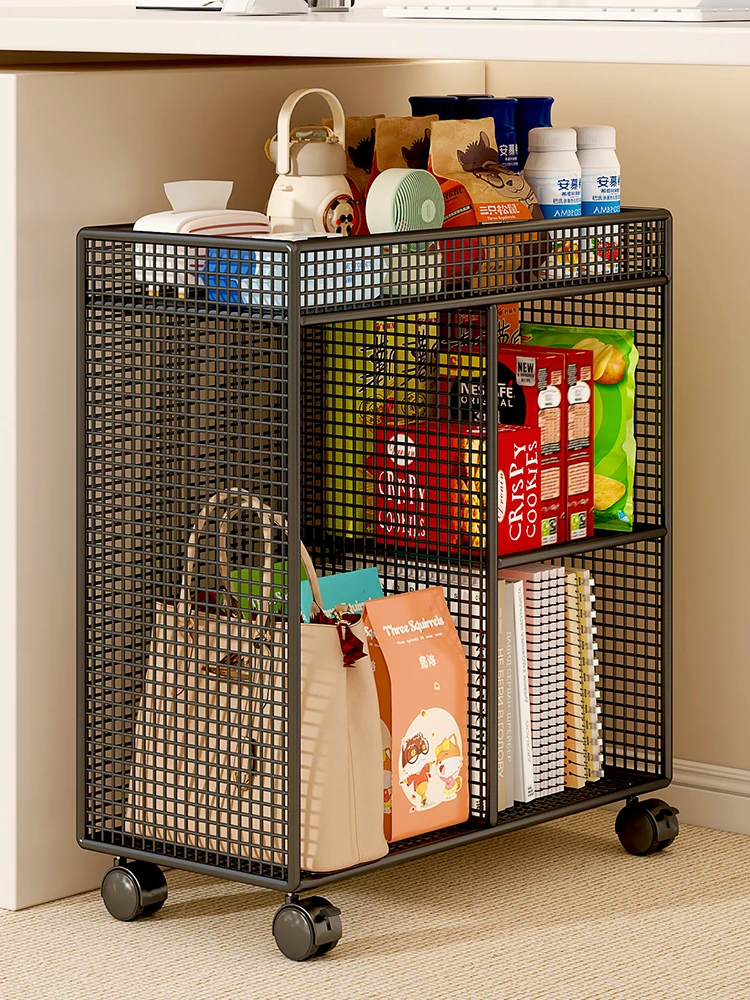 mobile-office-desk-under-shelf-bookcase-small-library-wall-narrow-snack-backpack-rack-metal-storage-organizer-no-tool-req