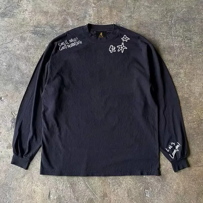 

Mens T Shirts Y2k Clothes Heavyweight 260g Loose Fit Long Sleeve Trendy Teenager Autumn Slimming Small Batch Casual Top