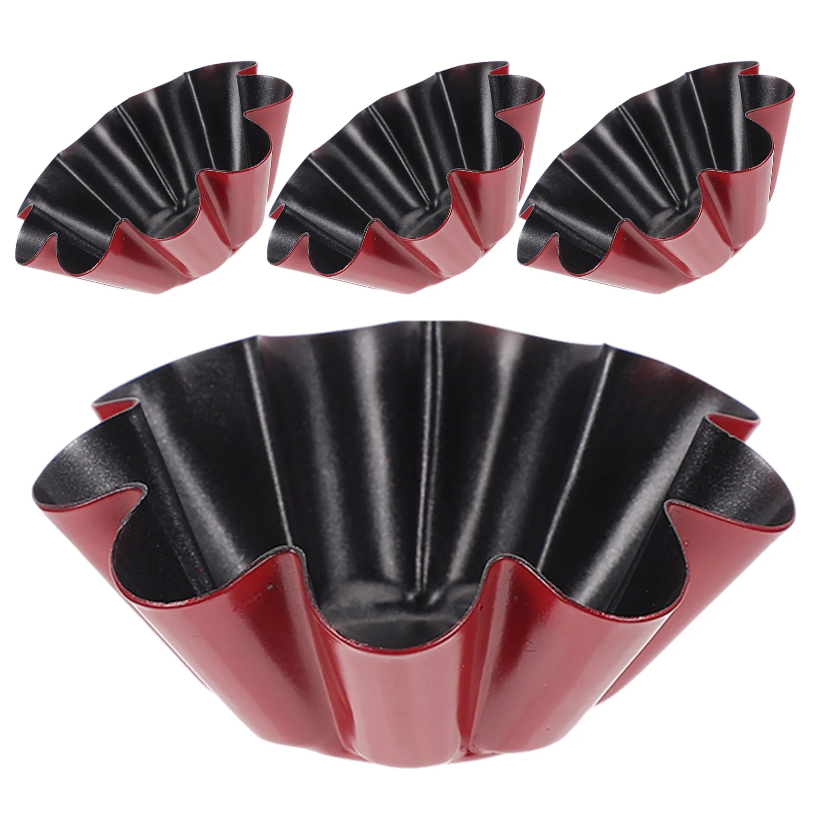 

4pcs Egg Tart Molds Carbon Steel Non-Stick Reusable Baking Pan For Home Hotel Restaurant Use Baking Mold Egg Tart Pan