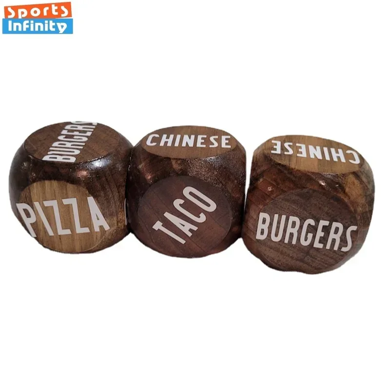 2cm 6pcs of New Dinner Decision Dice Entanglement Gospel Fun Wooden Dice Set for Couples Dating Family Dining Dice