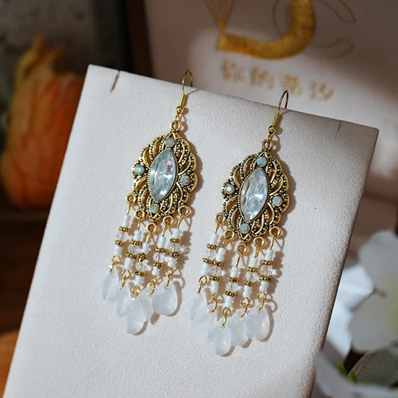 Neue Böhmische Ethnische Bunte Wasser Tropfen Quaste Ohrringe für Frauen Lange Hohl Antike Gold Farbe Baumeln Ohrring Pendientes Mujer – Detail 12
