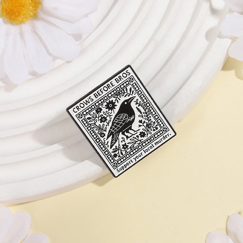 เข็มกลัดเคลือบลาย Crows Before Bros สไตล์เรโทรพังก์ รูปทรงเรขาคณิต สำหรับติดกระเป๋าเป้ ปกเสื้อ ของขวัญสำหรับเพื่อน