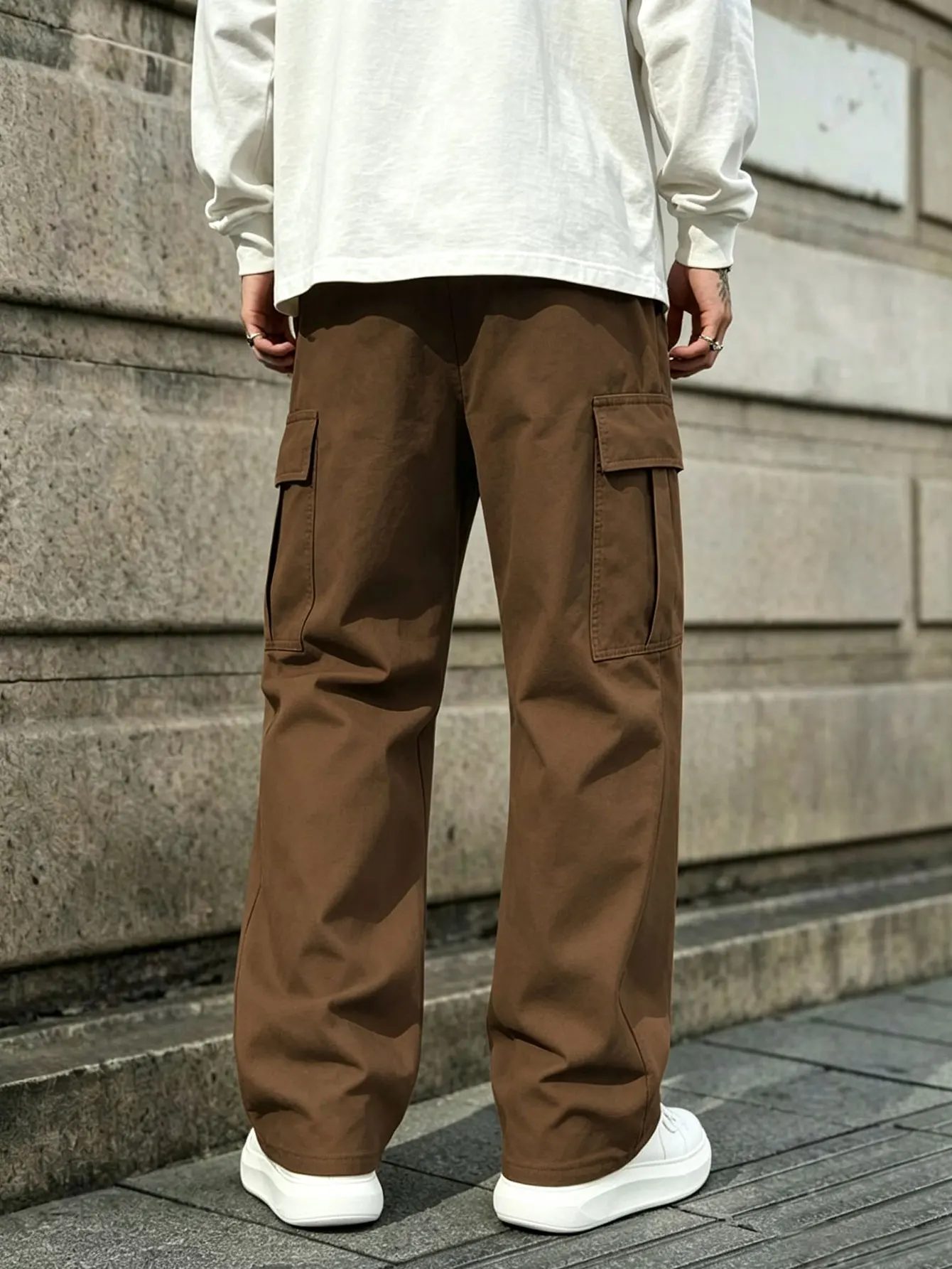 Herren Casual Gerade Geschnittene Arbeitshosen aus Gewebtem Stoff für Frühling & Herbst Modisch Bequem für den Täglichen Gebrauch – Detail 7