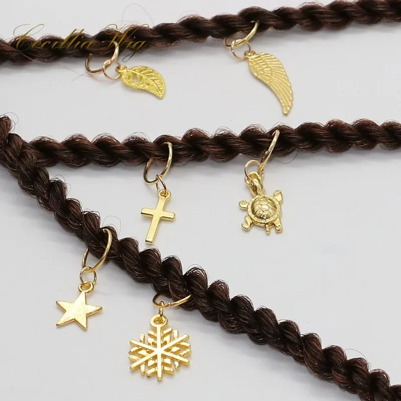 

5pcs/bag Hair Braid Dreadlock Beads Clips Braiding Hair Rings Cuffs Gold Leaves Shell Jewelry Dreadlock Clasps Accessories Tools