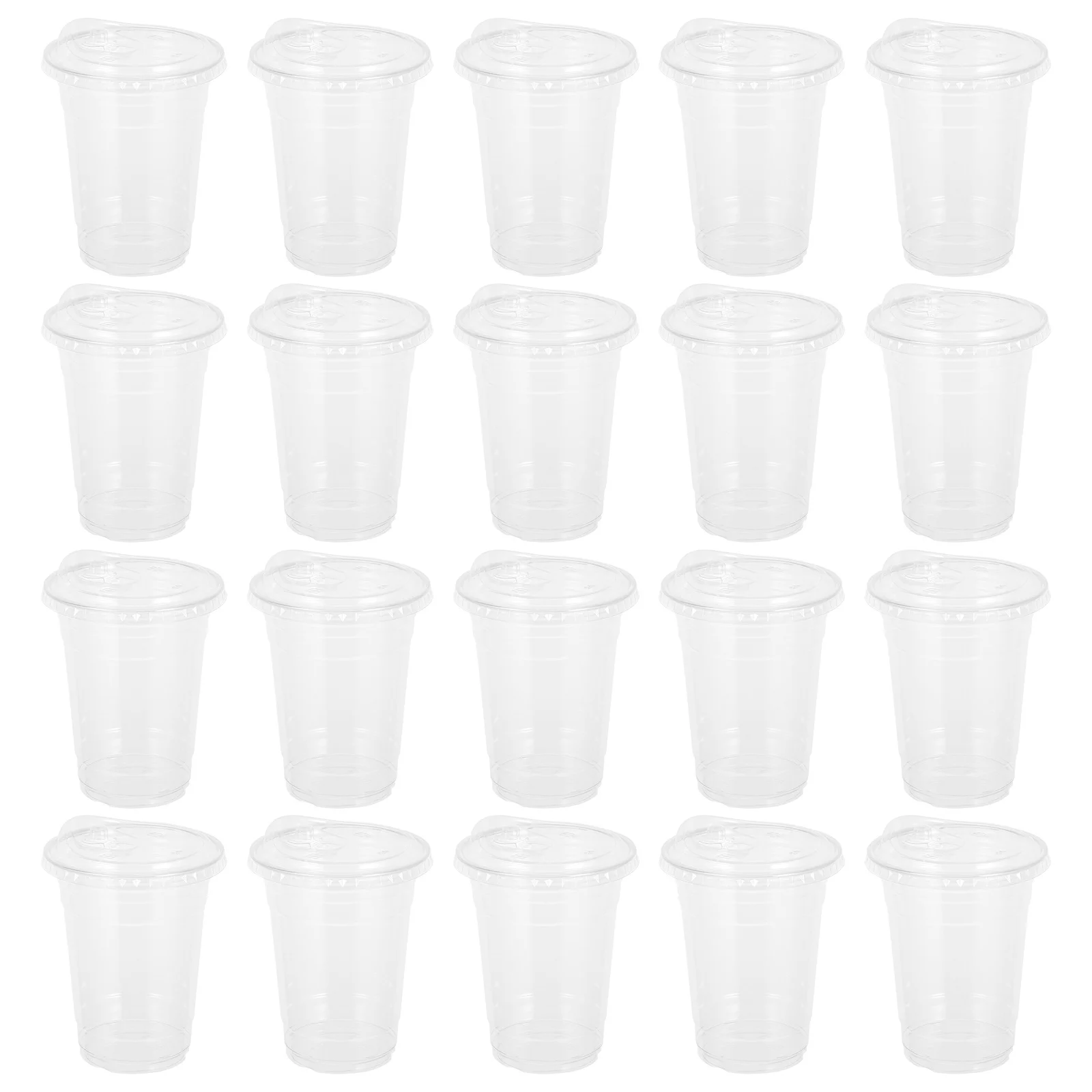 100 Uds. Tapas de vasos de plástico transparente 500ml café helado batidos de jugo Bubble Tea Party diseño versátil vasos de plástico altos