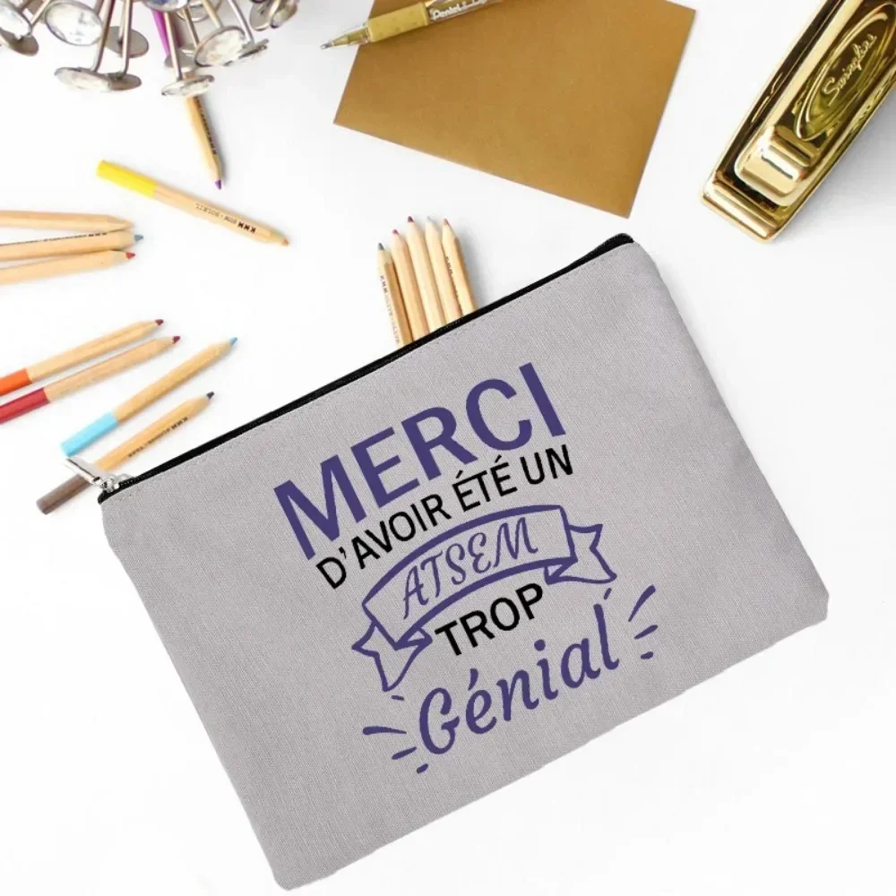 Thank You for Being Such A Great ATSEM Teacher's Make Up Merci Maîtresse Teacher Storage Bag Zipper Purse Gift for ATSEM