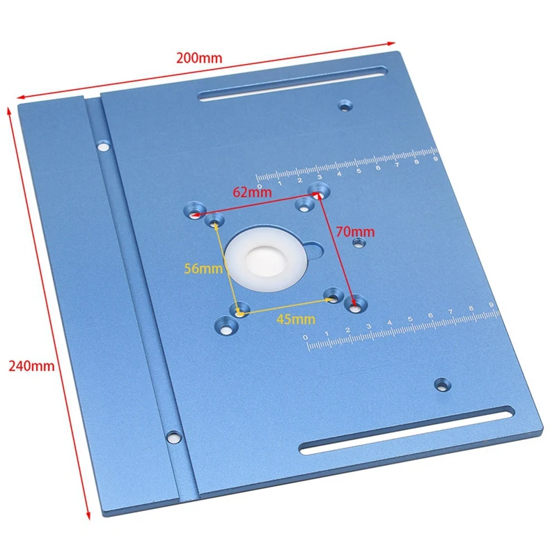 Juego de placa de inserción de mesa de enrutador, herramienta de carpintería azul con calibre de inglete para banco de trabajo de bricolaje, 1 Juego
