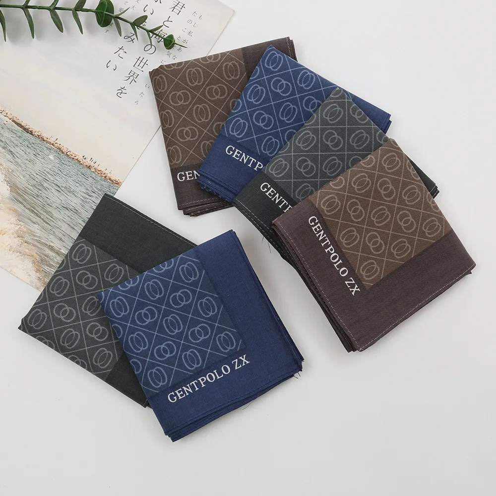 3/6 pezzi di puro cotone da uomo fazzoletto di puro cotone transfrontaliero di vendita caldo sottile assorbente asciugamano stampato per pulire il sudore 43 cm