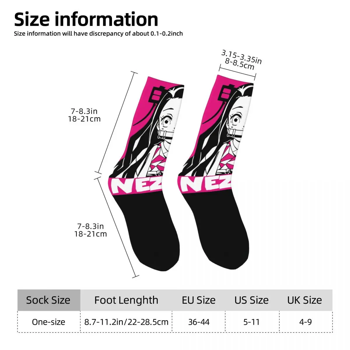 Winter Warm Cool Women Men Demon Slayer Nezuko Socks Non-slip Middle Tube Socks