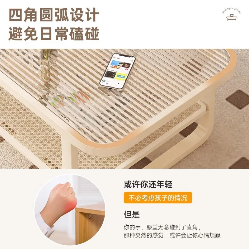 طاولة القهوة غرفة المعيشة المنزلية شقة صغيرة الحديثة بسيطة الإبداعية الزجاج المقسى كريم الرياح طاولة القهوة