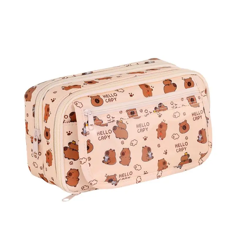 

Capybara Multi-Layer Large Capacity Pencil Case Cartoon Stationery Organizer Cute Multi-Functional Pen Pouch for School Supplies