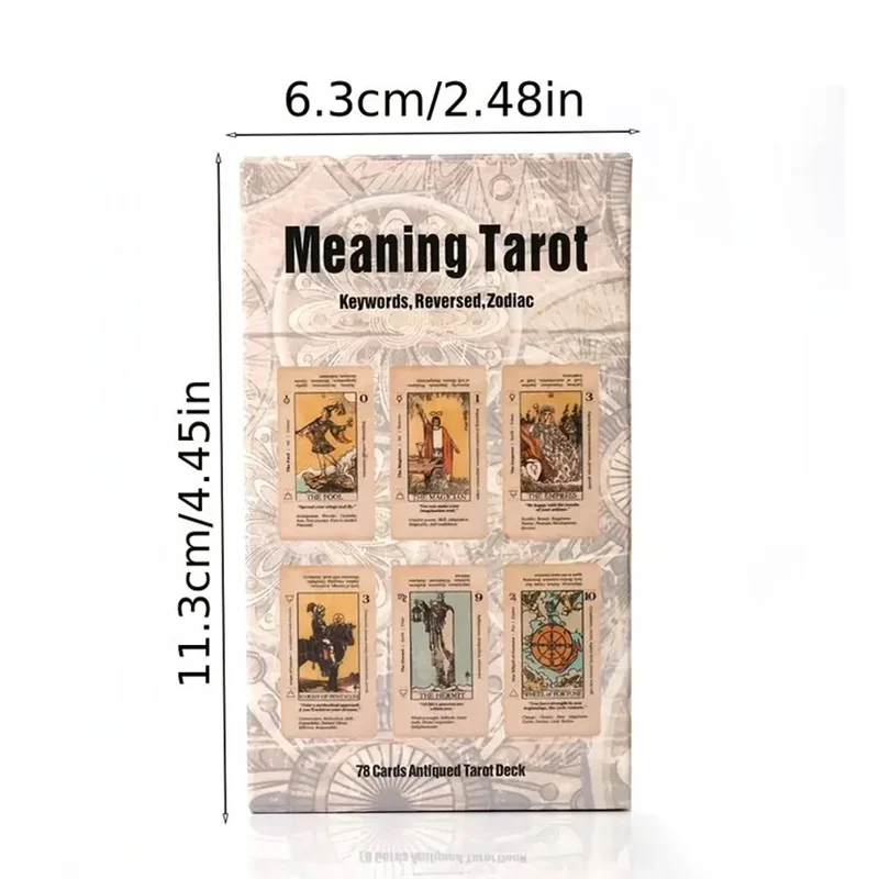 Meaning Tarot Card Keyword Antiqued Tarot Deck 78 Cards Fortune Telling Game Divination Tools Gaming Gift for Beginner Tarot