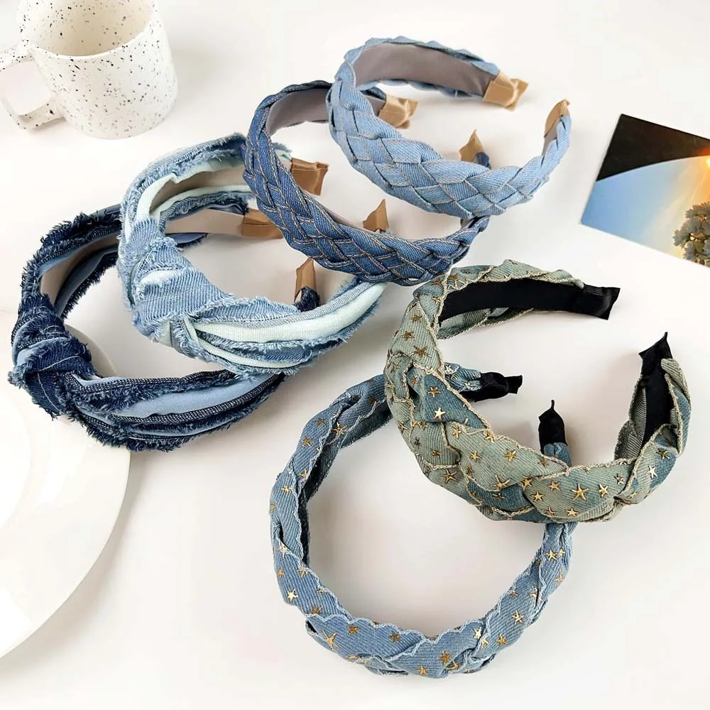 

Headdress Cowboy Headband Denim Cloth Korean Style Cowboy Hair Hoop Headwear Hair Accessories Denim Knotted Headband Party