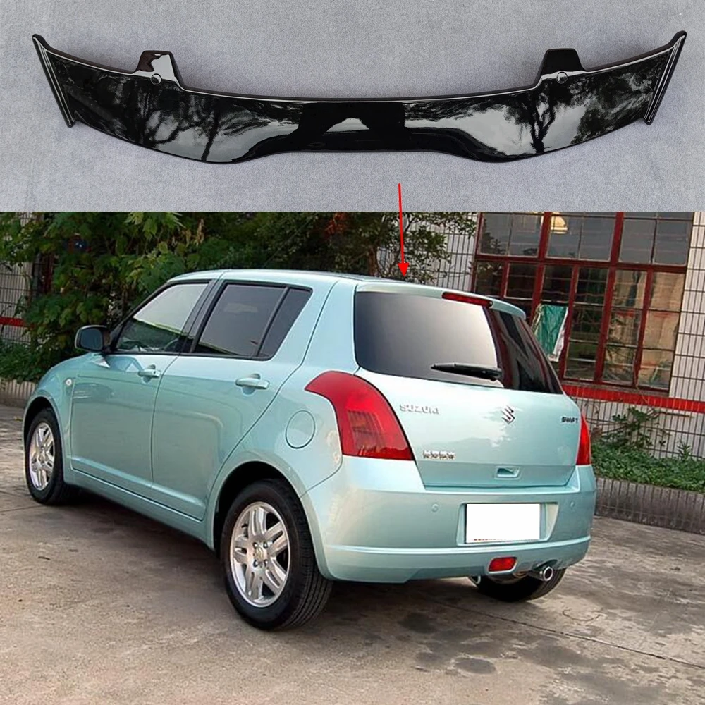 Universal Spoiler For Suzuki Swifts/ alto Spoiler ABS Plastic Carbon Look Rear Roof Wing Car Body Kit Accessories 2006 - 2022