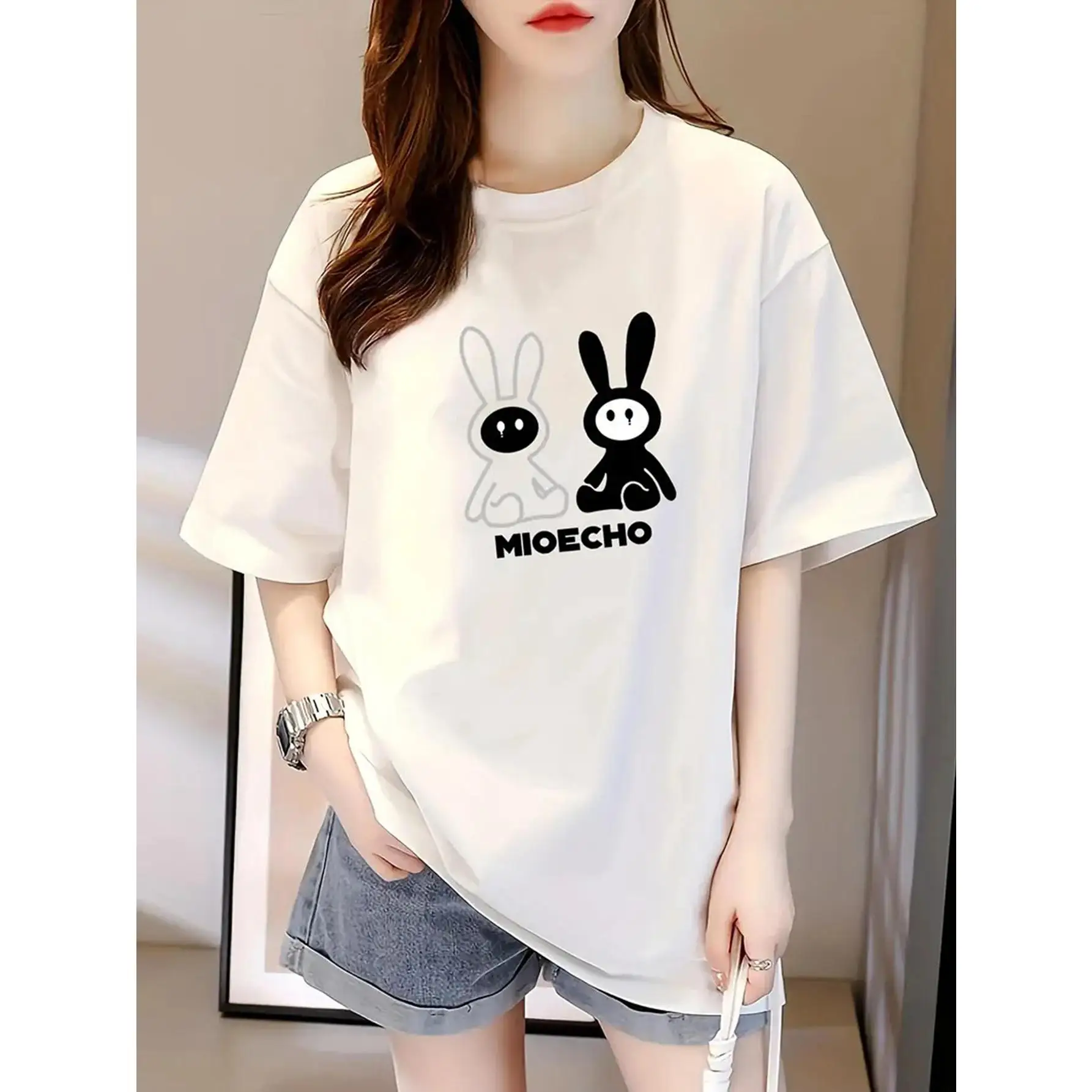 

Fashion - forward Bunny - themed T - Shirt: Make a Statement with a Playful and Minimalist Design