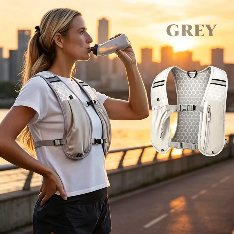 New Biking Running Storage** Vest Backpack Lightweight Running Vest Reflective Hydration Water Chest Pack Phone Storage Pocket