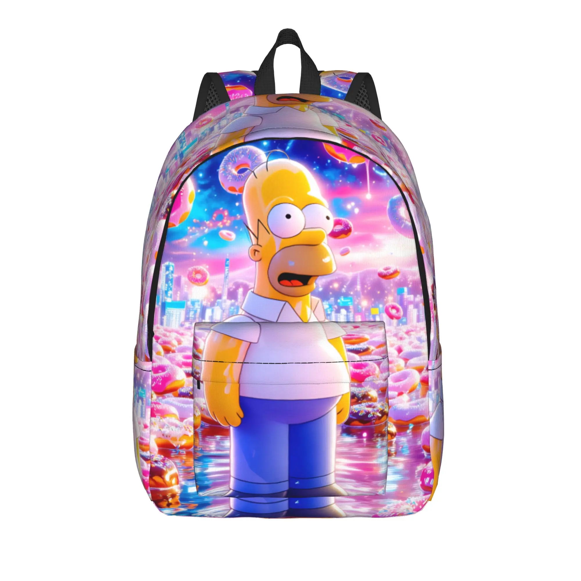 S-Simpsons Homer Donut Fantasy World Backpack  Kawaii Backpacks Student Unisex Outdoor Lightweight School Bags Design Rucksack