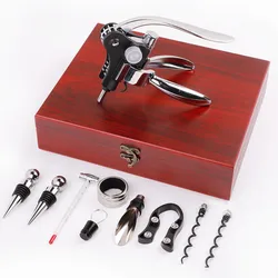 Zinc Alloy Wine Opener Kit Wine Opener Tool Set Cork Bottle Opener Kit, Professional Corkscrew Pourer Set, Gift Box Set, 9 Pcs p