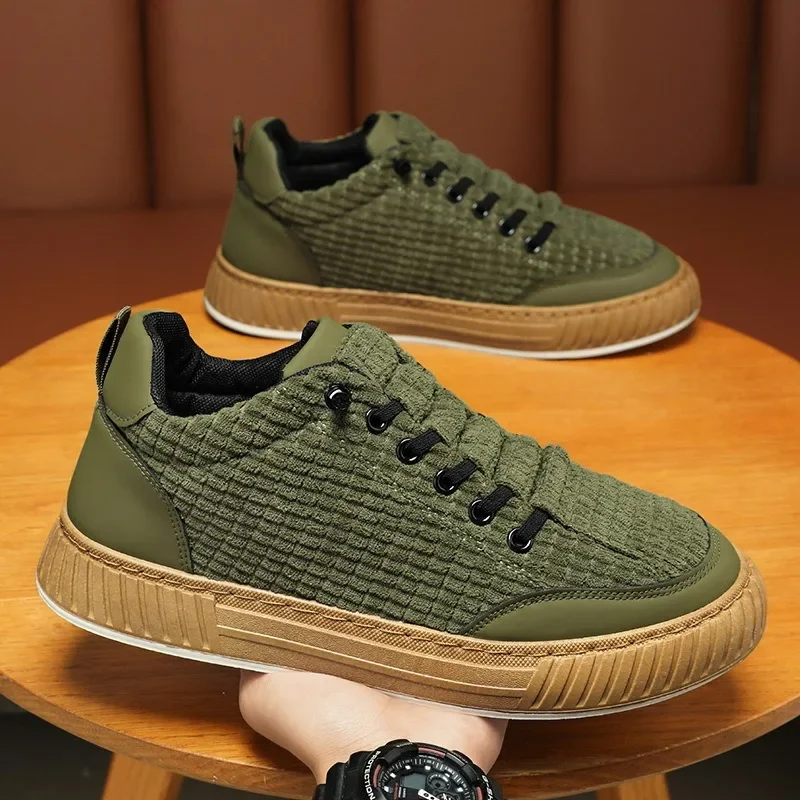 

Pop Mens Vulcanize Shoes Light Luxury Men Chunky Sneakers 2024 Fashion Designer Brand Shoe Solid Color Male Green Casual Board S