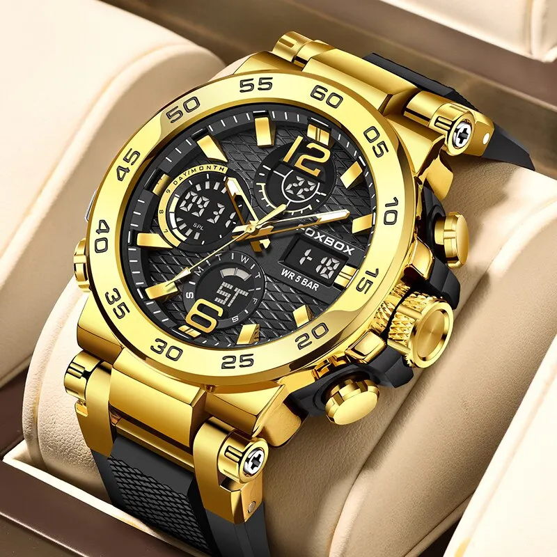 FOXBOX Business Watch Men Fashion Diver Watch Men Top Brand Luxury Sport Waterproof Military Chronograph Relógio Masculino+BOX