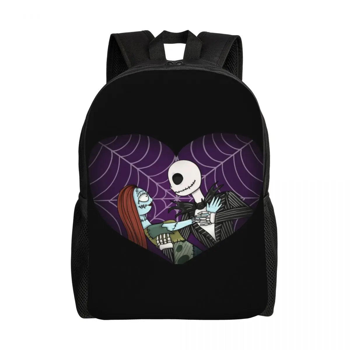 Custom Jack Skellington Sally Backpack College School Student Bookbag Fits 15 Inch Laptop The Nightmare Before Christmas Bags