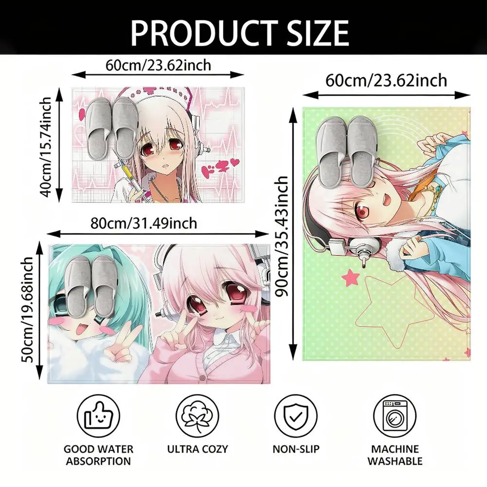 S-Super S-Sonico Floor Mat Soft Non Slip for Entry Door Bathroom Indoor Home Decorative Carpet