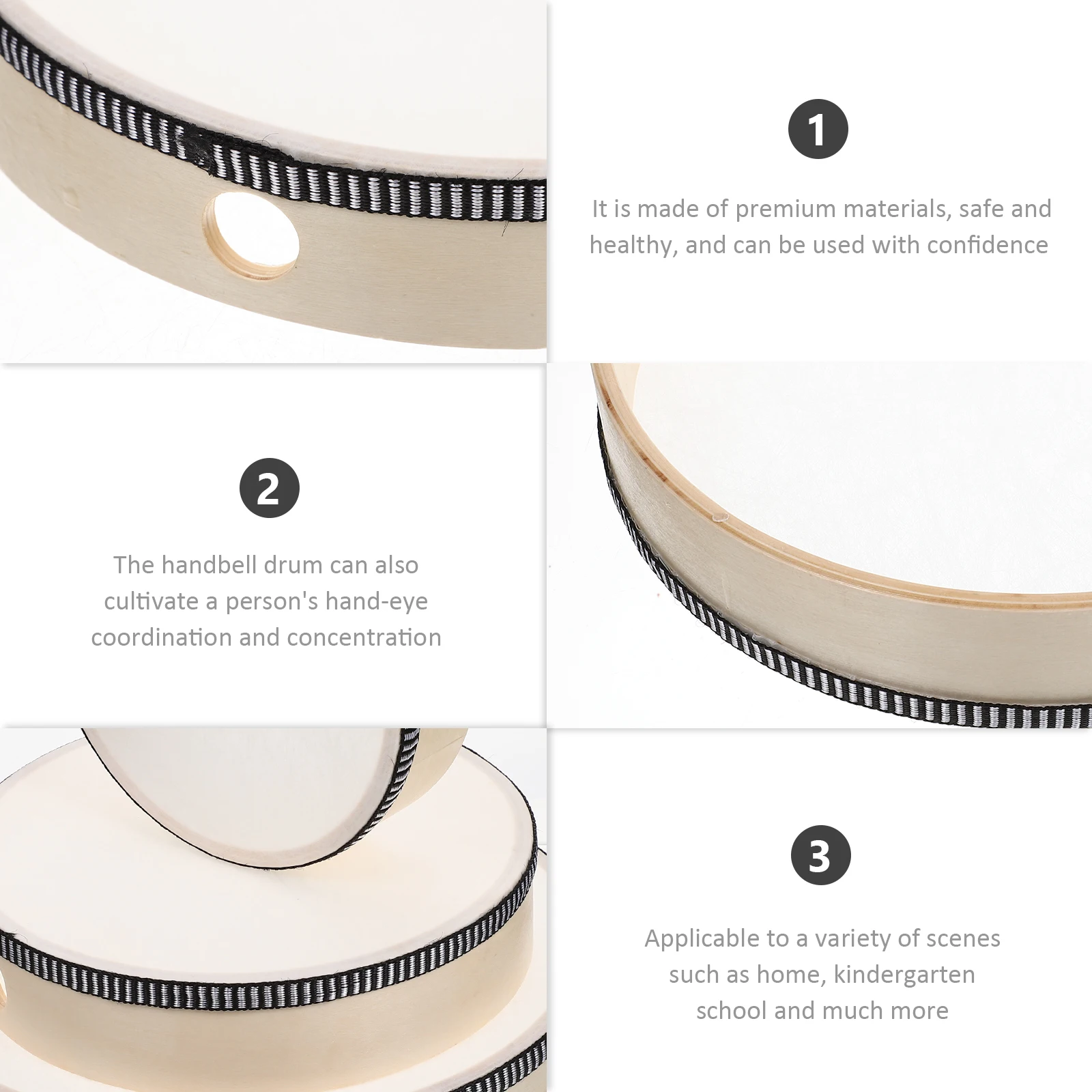 

Tambourine Hand Held Kids Percussion Handheld Orff Drum Instruments for Baby Musical