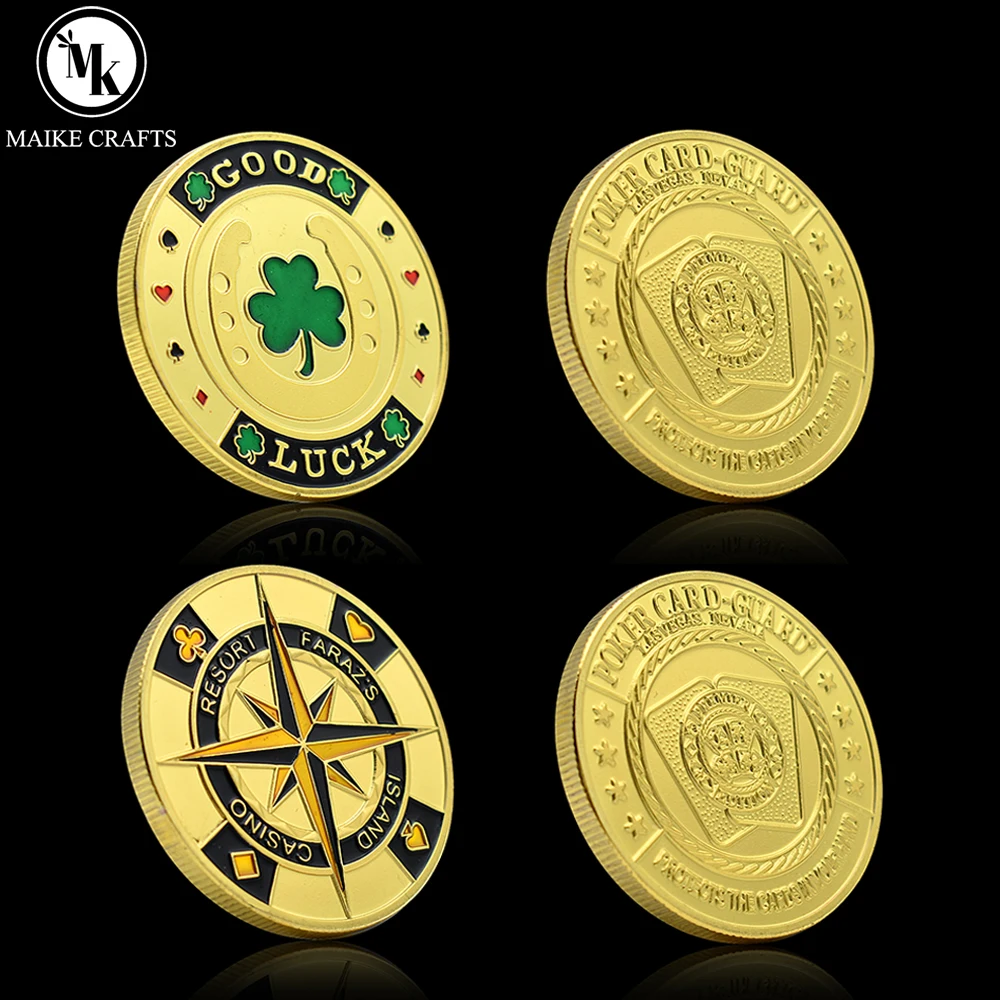 

Casino Poker Card Press Challenge Coin "Pot Committed" Compass Lucky Commemorative Guard Press Decision Metal Medal Gift