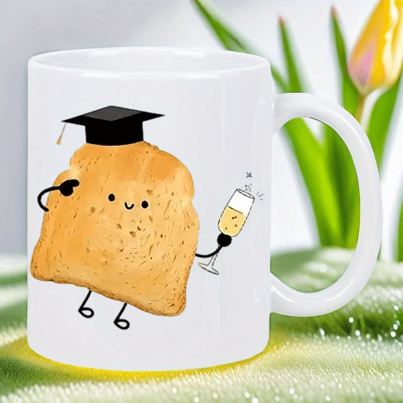

Graduation Toast Ceramic Mug - Whimsical Graduate Toast Design with Diploma & Champagne, Hand Wash Only, Unique Gift for Graduat